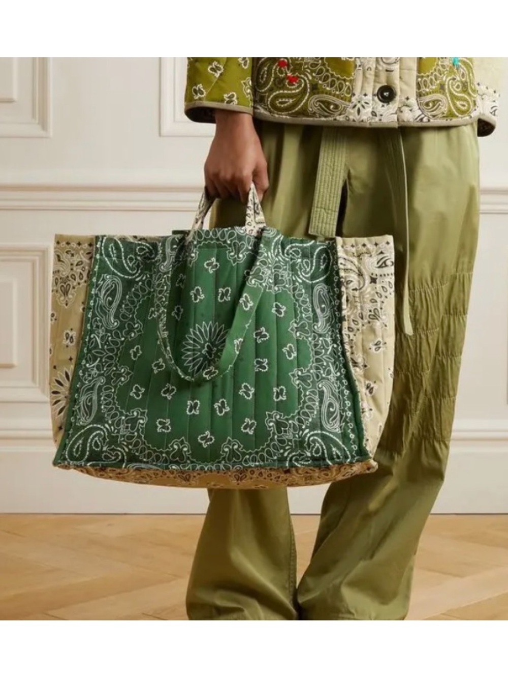 Call it by Your Name Maxi Cabas Shopper Tote Quilted Bandana-Print